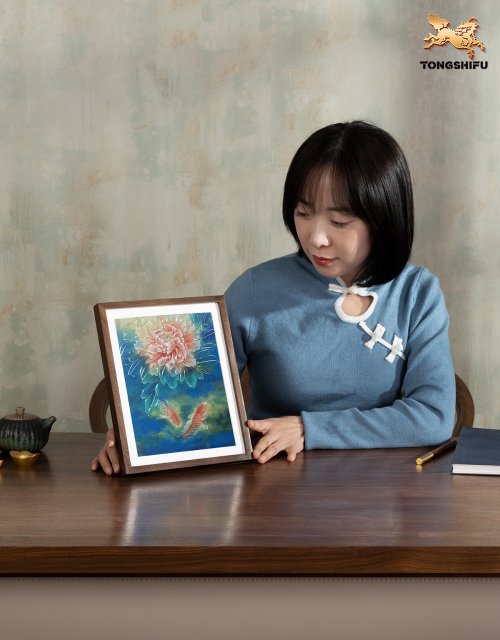 THE  PEONY FLOWER WITH KOI FISH TABLE DECOR