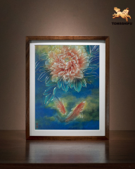 THE  PEONY FLOWER WITH KOI FISH TABLE DECOR