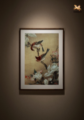 THE  MANGNOLIA FLOWER AND SPARROW