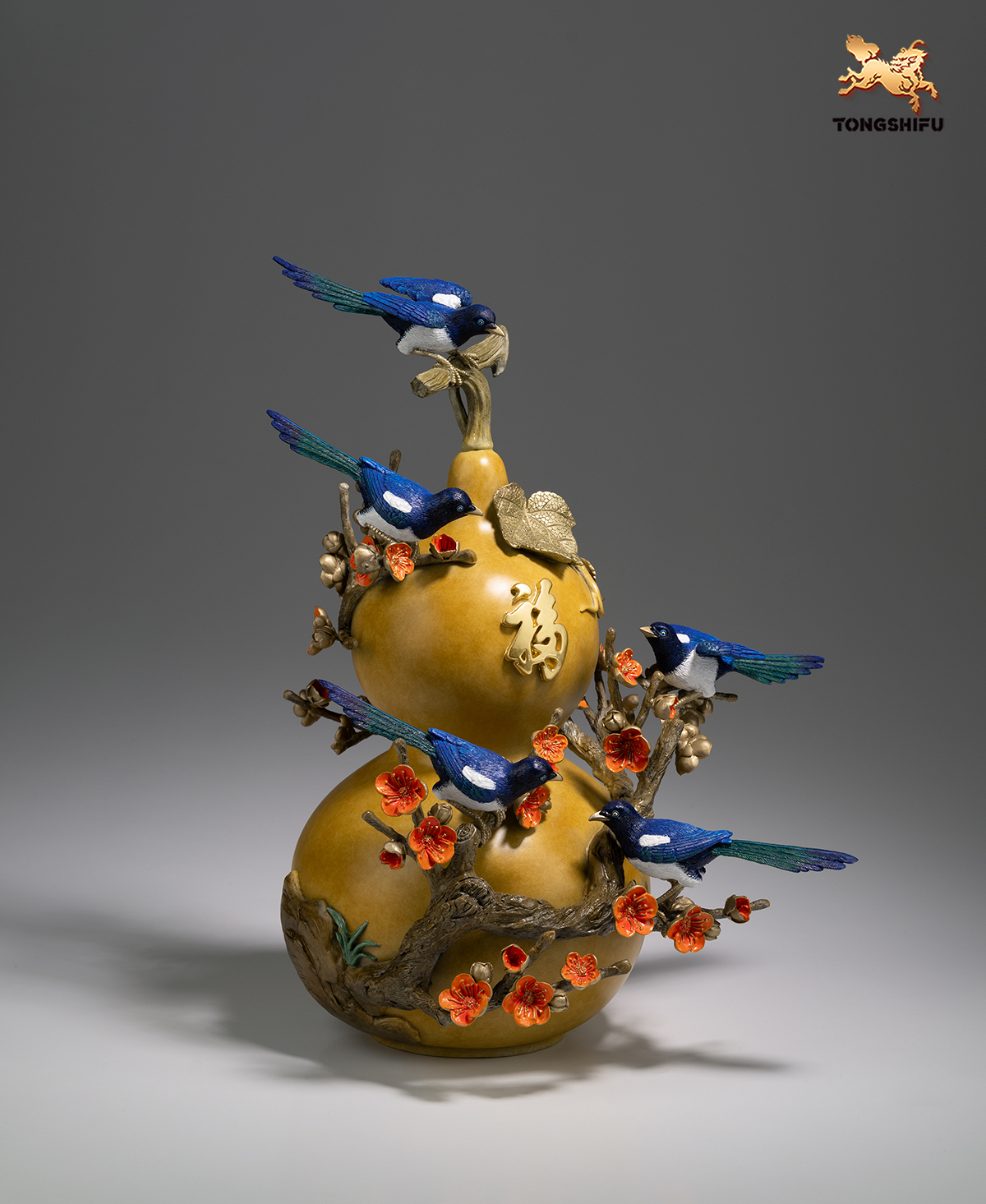 THE GOURD WITH 5 HAPPY BIRDS