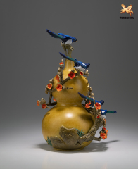 THE GOURD WITH 5 HAPPY BIRDS