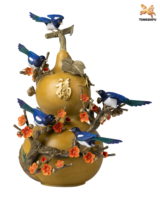 THE GOURD WITH 5 HAPPY BIRDS
