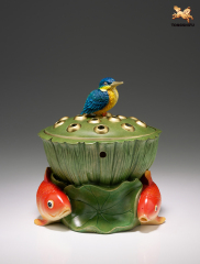 THE CENSER WITH  LOTUS SEEDPOD AND FISH DECORATION