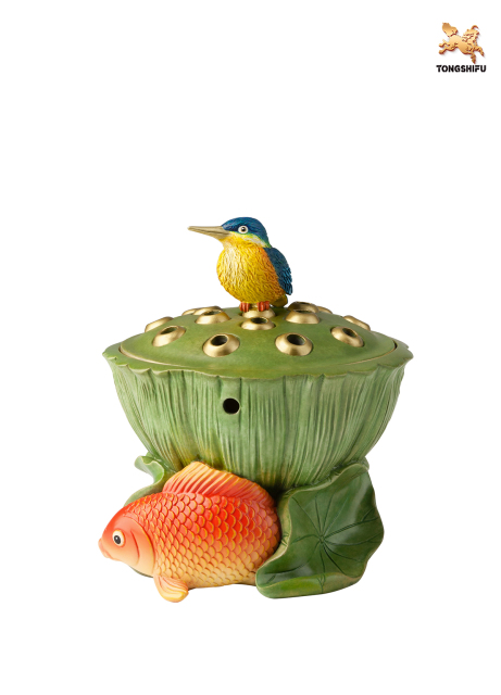 THE CENSER WITH  LOTUS SEEDPOD AND FISH DECORATION