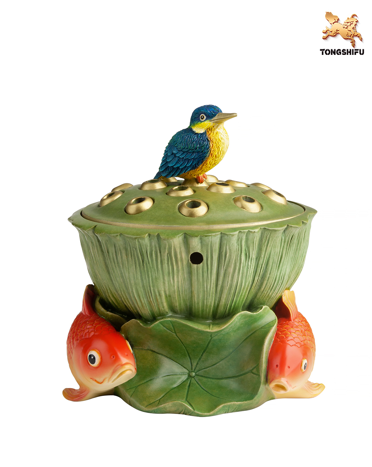 THE CENSER WITH  LOTUS SEEDPOD AND FISH DECORATION