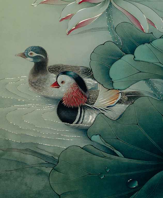 MANDARIN DUCKS AND LOTUS