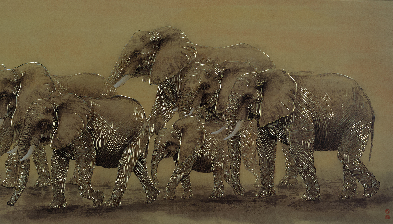 NINE AUSPICIOUS ELEPHANTS