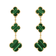 三花孔雀石耳饰