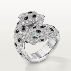 双豹子满钻黑斑点戒指