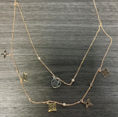 老花三金双条项链