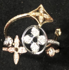 老花多钻三金戒指