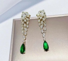 豹子满钻碎块拼接耳饰（缩金）