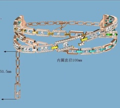 梅西卡三圈镶钻项链（缩金）