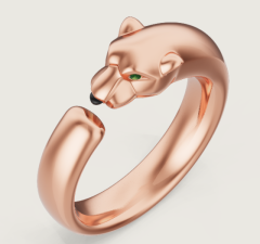 窄版豹子素金戒指（1 : 1）