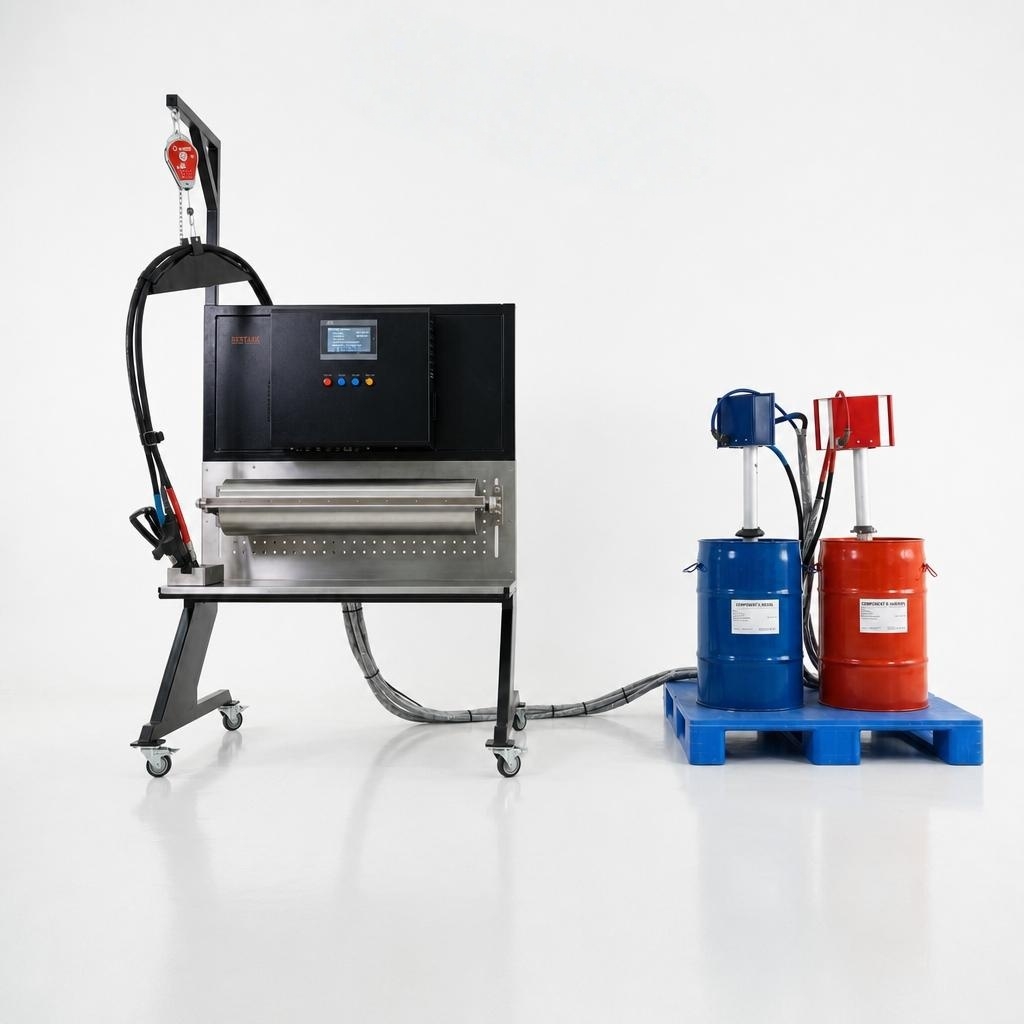 Foam-in-place machine detail