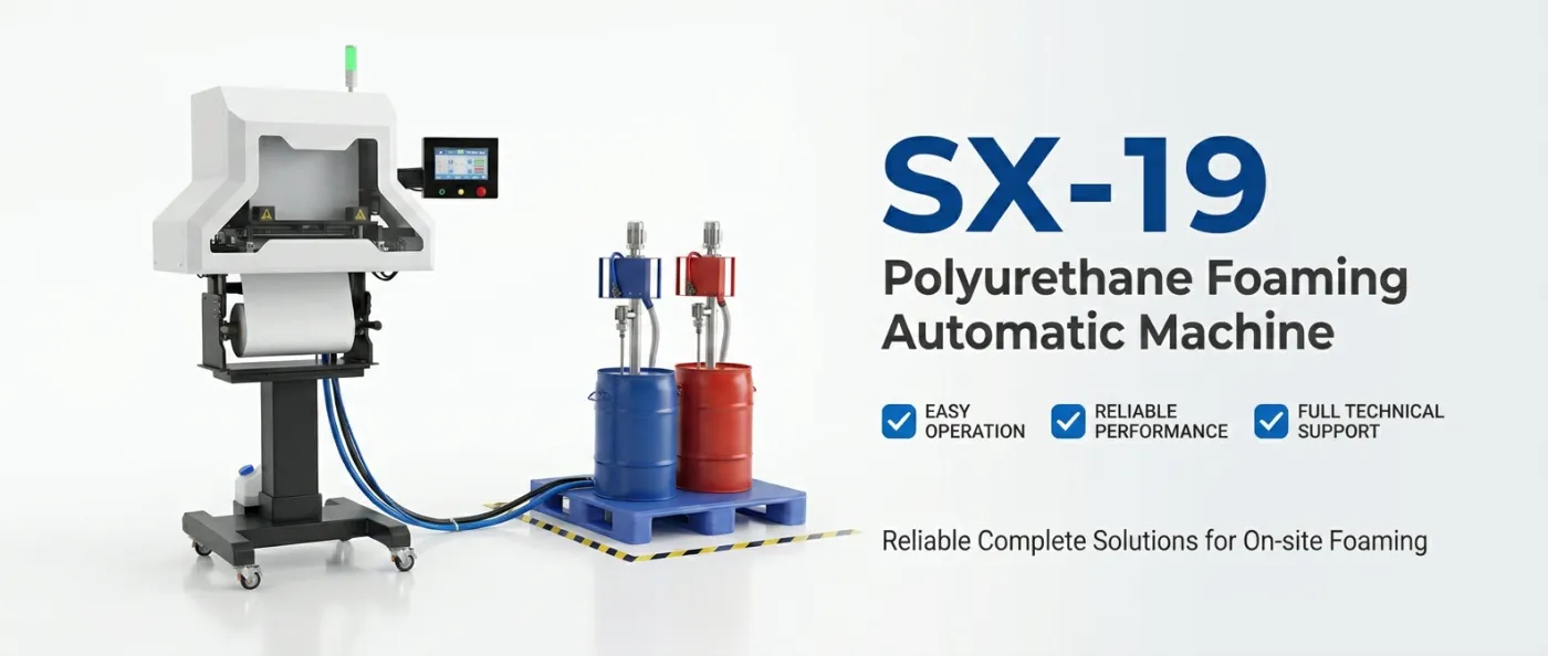 SX-19 polyurethane foaming automatic machine with A and B chemical drums