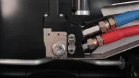 SX-19 foam mixing head and chemical hose connections