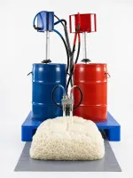 PU foam produced from Part A and Part B liquids