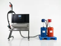 A+B foaming liquid connected to an SE901 handheld foam machine