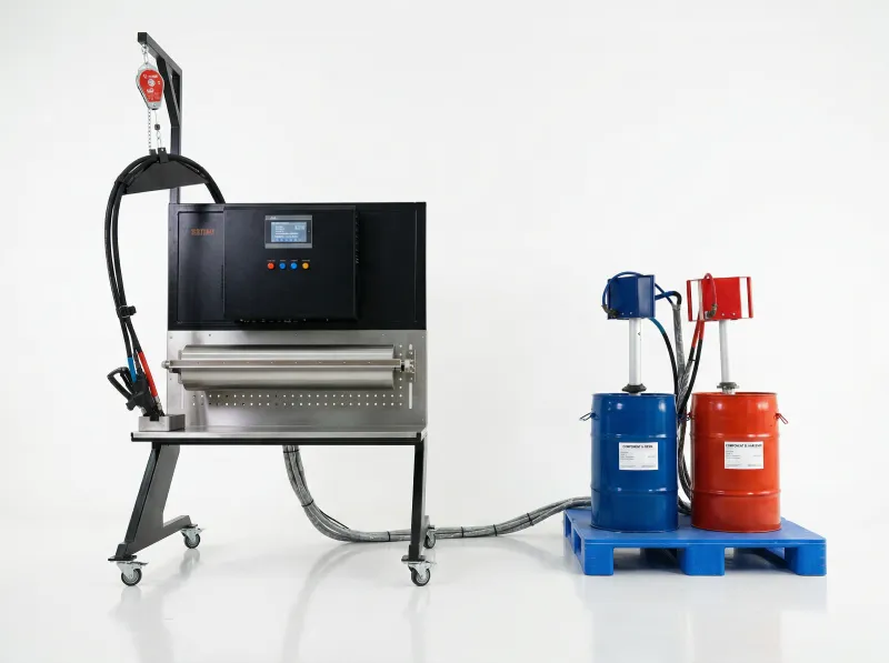 SE901 Handheld PU Foam Injection Machine with A+B foaming liquid drums