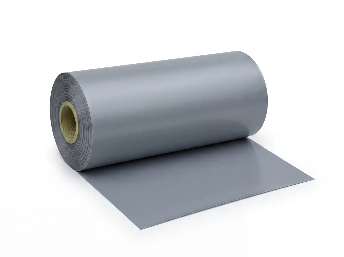 Roll of metallic silver gray HDPE polyethylene film