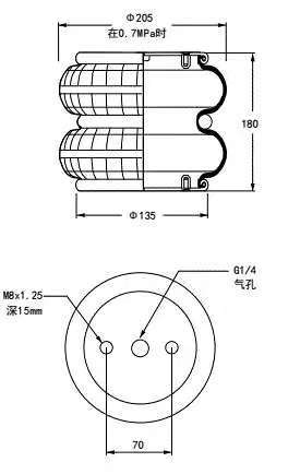5710025 BELLOW, DOUBLE 8" CONVOLUTED AIR SPRING，MD3 shaker,miswaco,  replacement,Premium Oil,5710025 BELLOW, DOUBLE 8" CONVOLUTED AIR SPRING  replacement