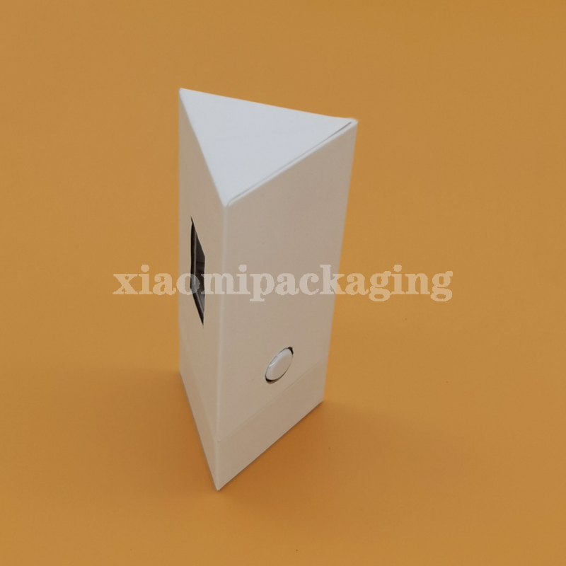 Custom Printed Cardboard White Cartridge Vape Box w/ Press Button Visible Window
