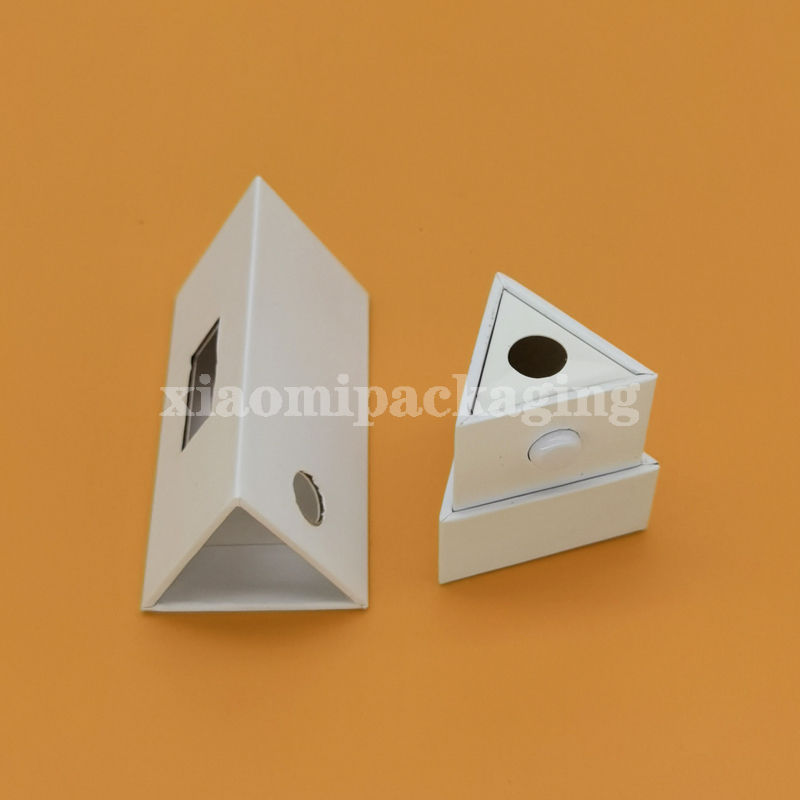 Custom Printed Cardboard White Cartridge Vape Box w/ Press Button Visible Window