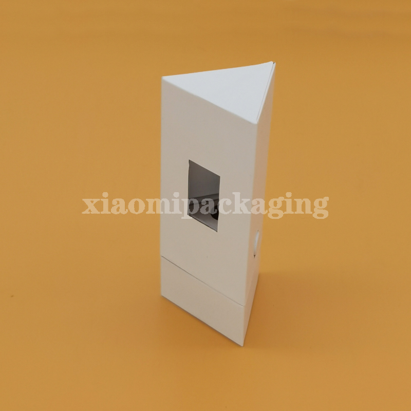 Custom Printed Cardboard White Cartridge Vape Box w/ Press Button Visible Window