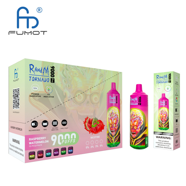 FUMOT RANDM TORNADO 9000 PRO DISPOSABLE VAPE DEVICE WITH BATTERY AND EJUICE DISPLAY WHOLESALE (9000 PUFFS)