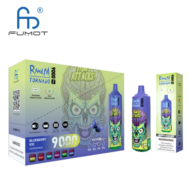 FUMOT RANDM TORNADO 9000 PRO DISPOSABLE VAPE DEVICE WITH BATTERY AND EJUICE DISPLAY WHOLESALE (9000 PUFFS)