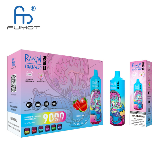 FUMOT RANDM TORNADO 9000 PRO DISPOSABLE VAPE DEVICE WITH BATTERY AND EJUICE DISPLAY WHOLESALE (9000 PUFFS)