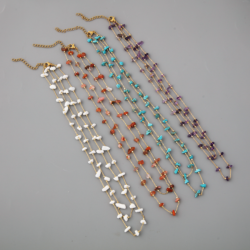 Double Layer nature stone necklace