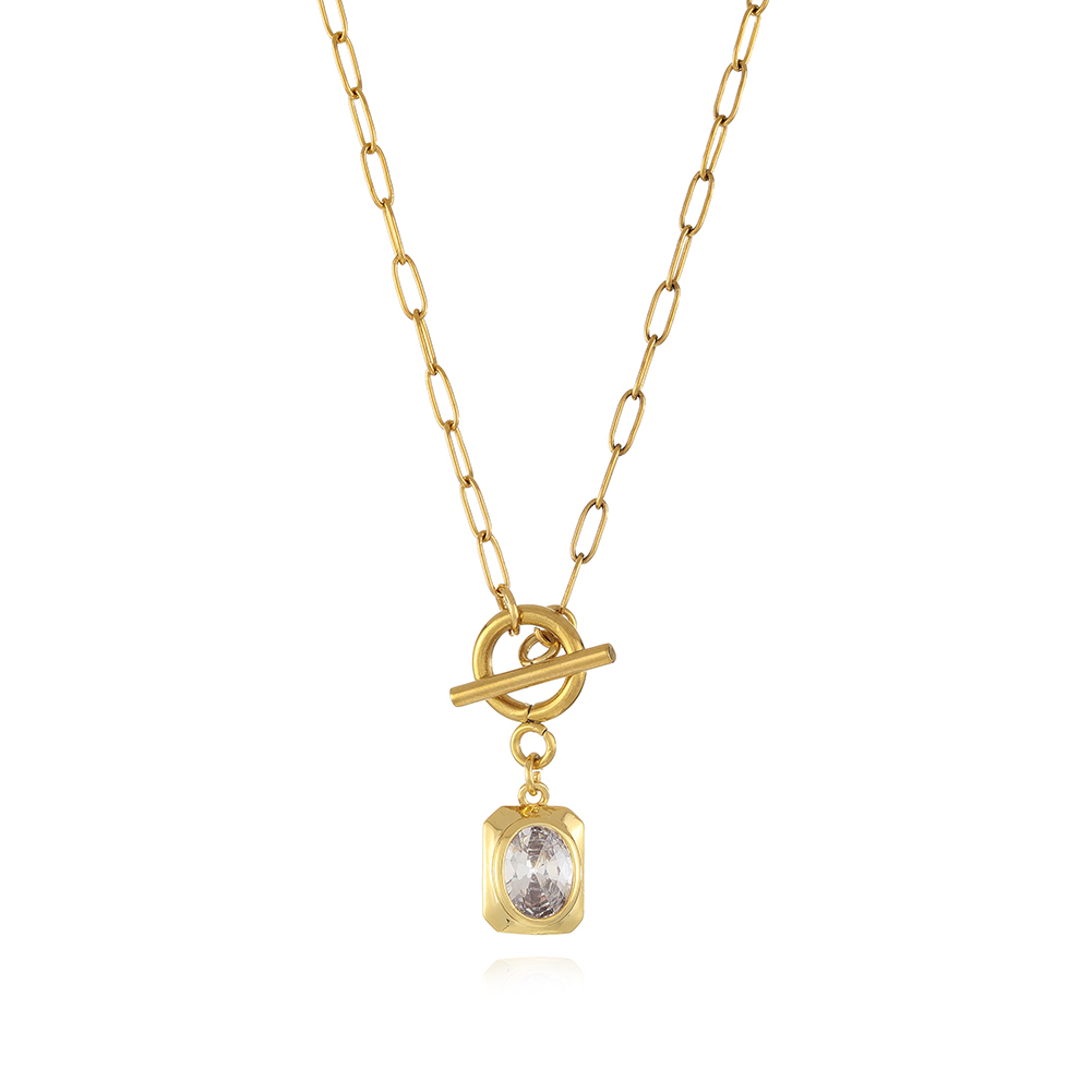 Stainless Steel Ruby color pendant necklace