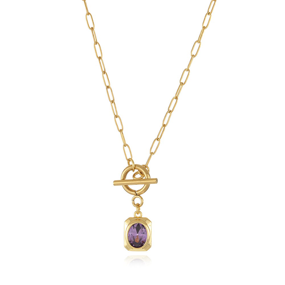 Stainless Steel Ruby color pendant necklace