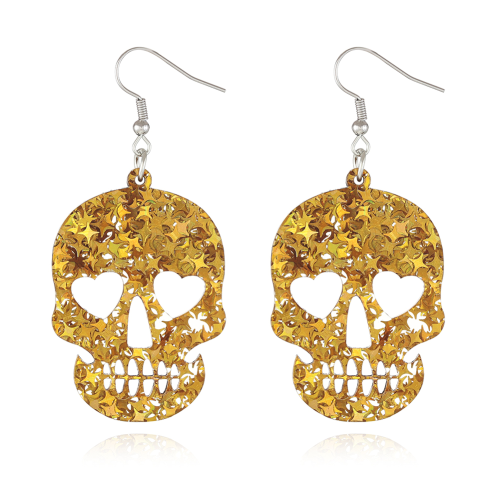 Glitter Skull Dangle Earring