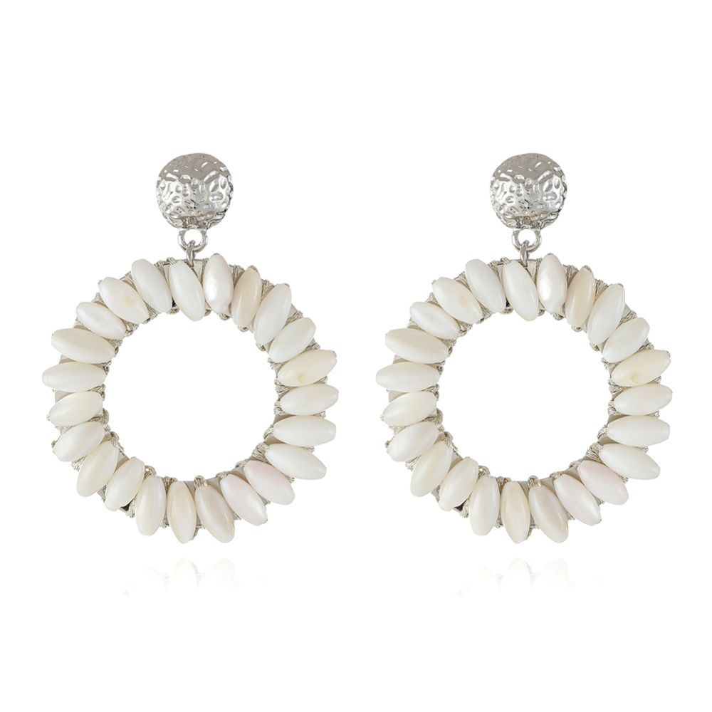 Colored Shell Hoop Earring