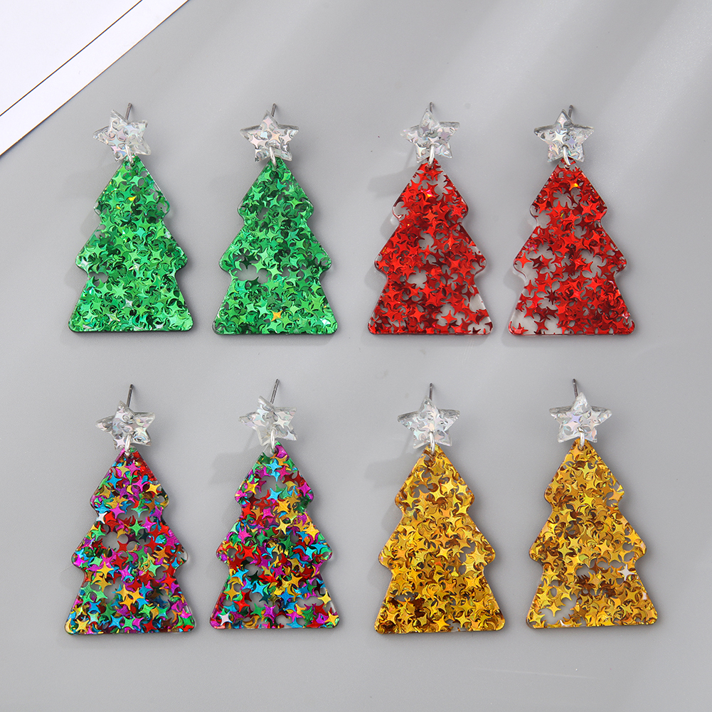 Glitter Christmas Tree  Earring