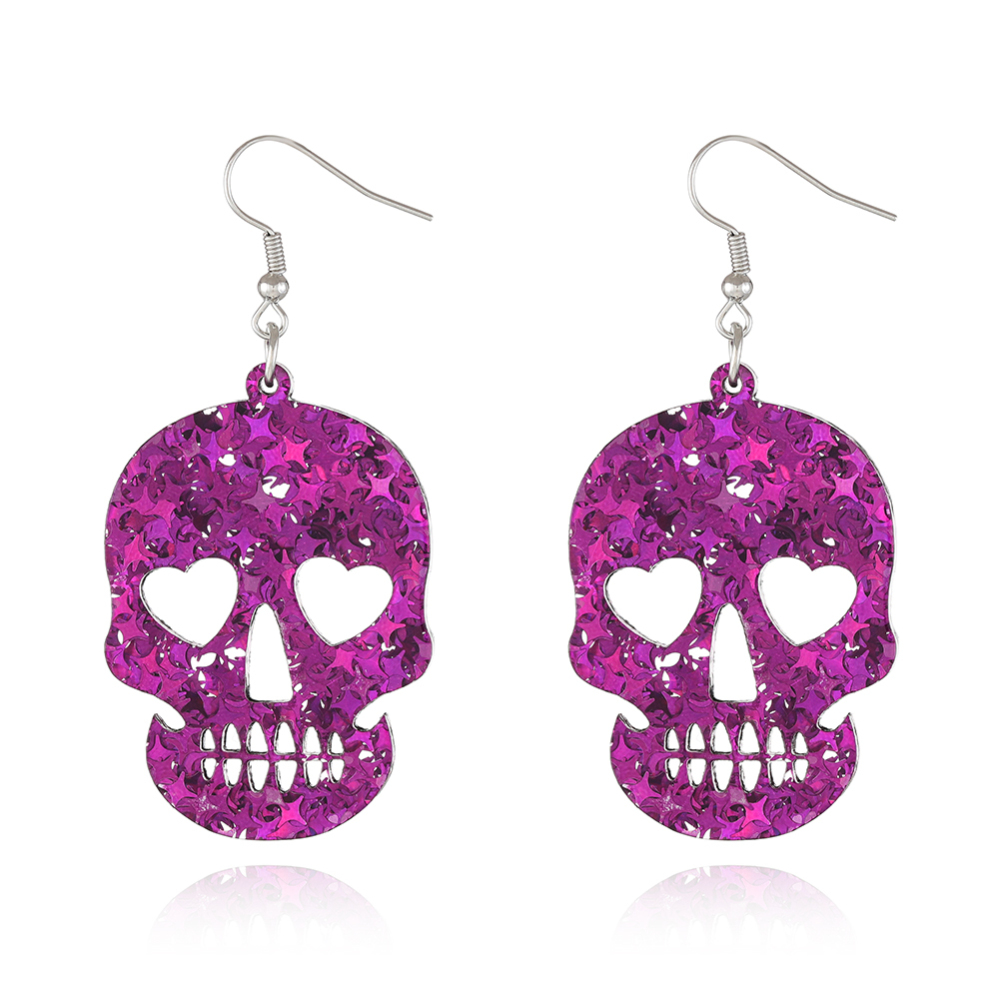 Glitter Skull Dangle Earring