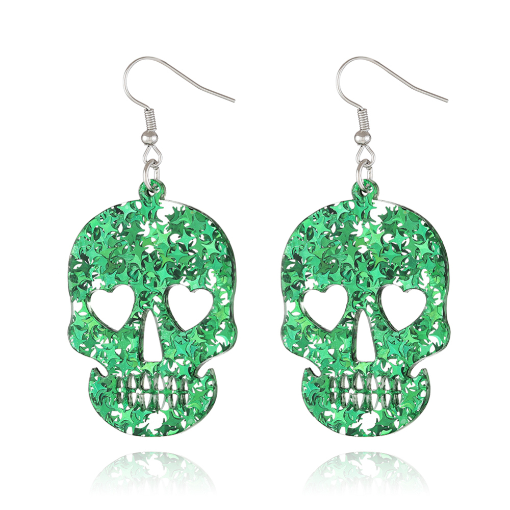 Glitter Skull Dangle Earring