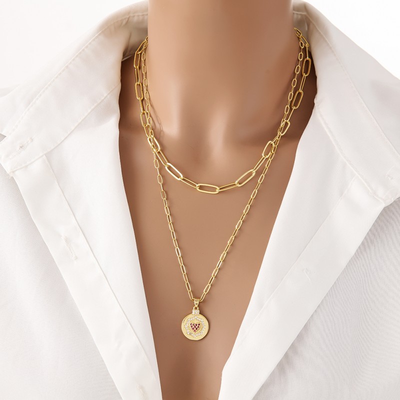 18 K real Gold Plating Double Layer necklace