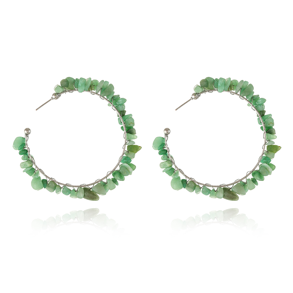 Nature Stone big hoop earring