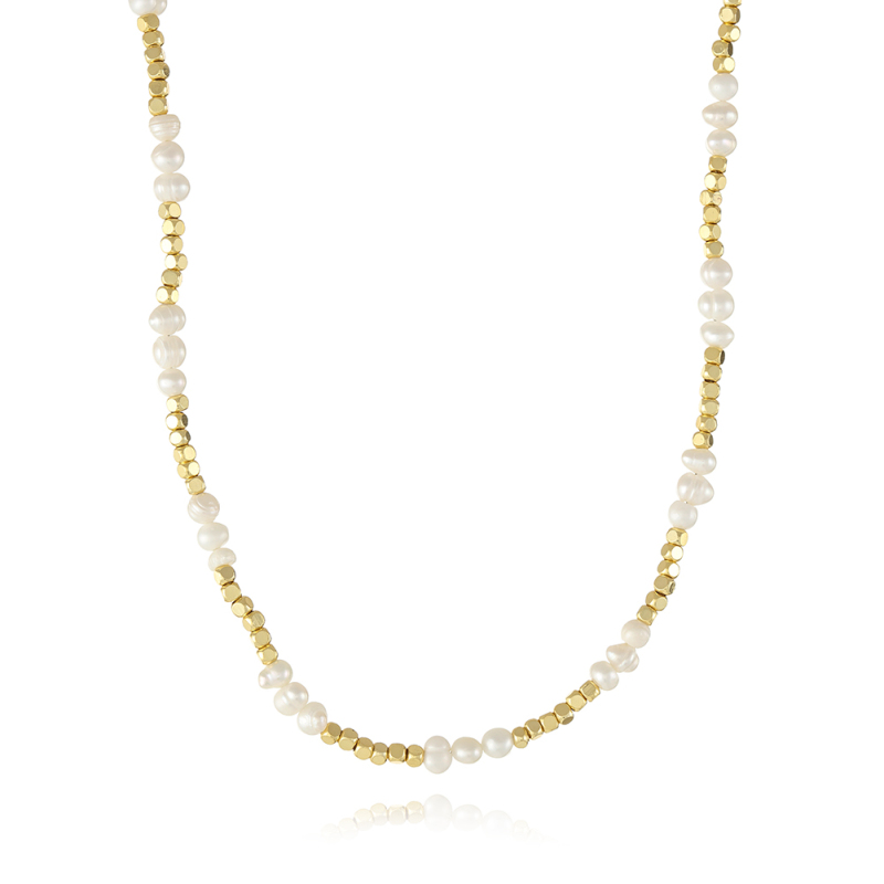 Gold beads Pearl necklace