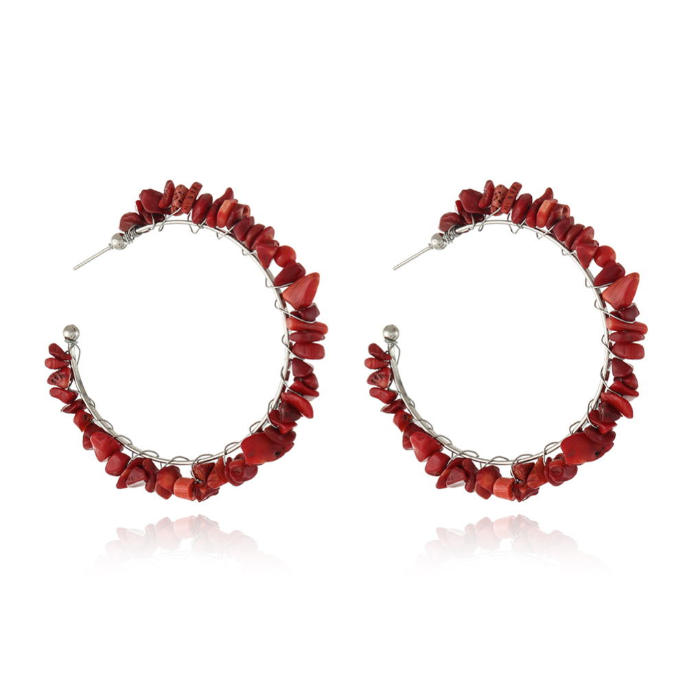 Nature Stone big hoop earring