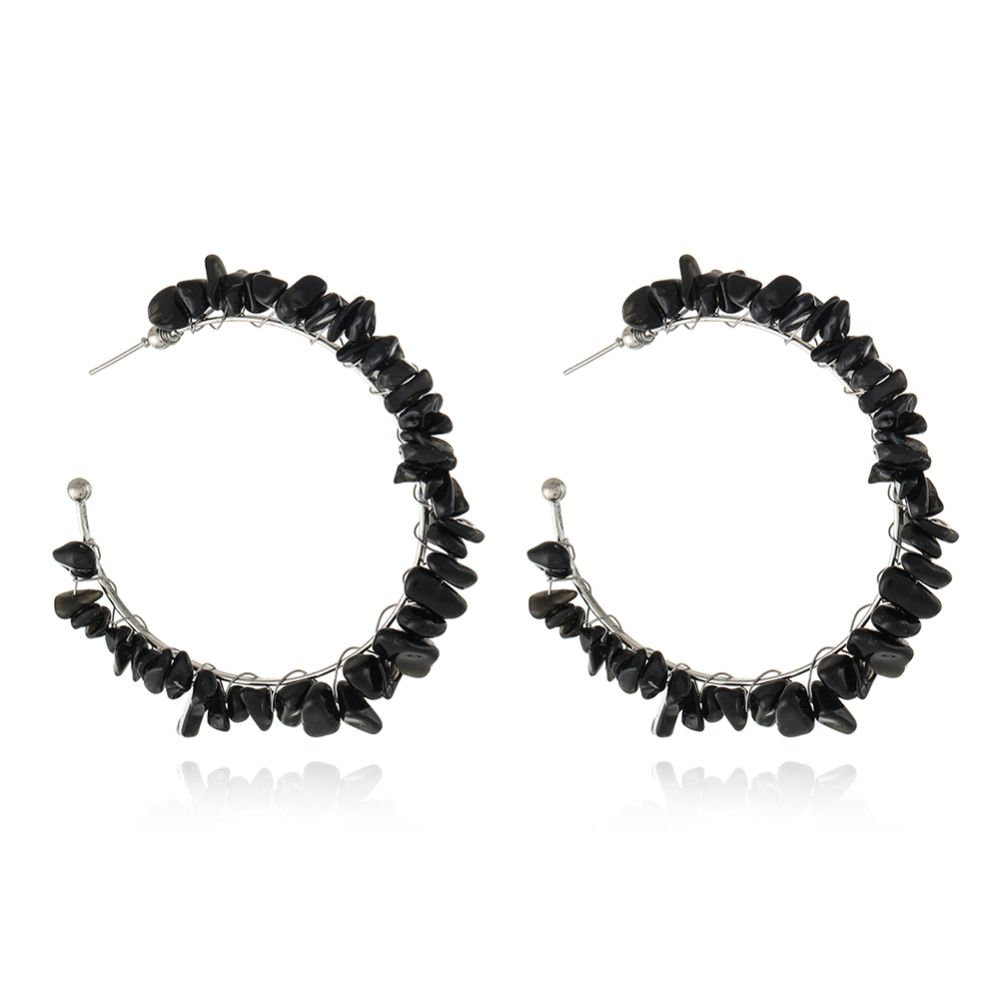 Nature Stone big hoop earring