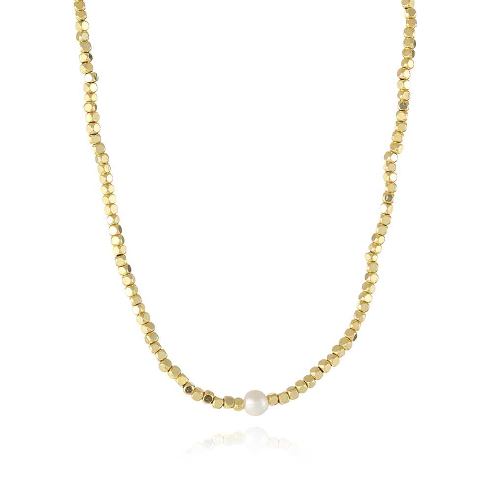Gold beads Pearl necklace