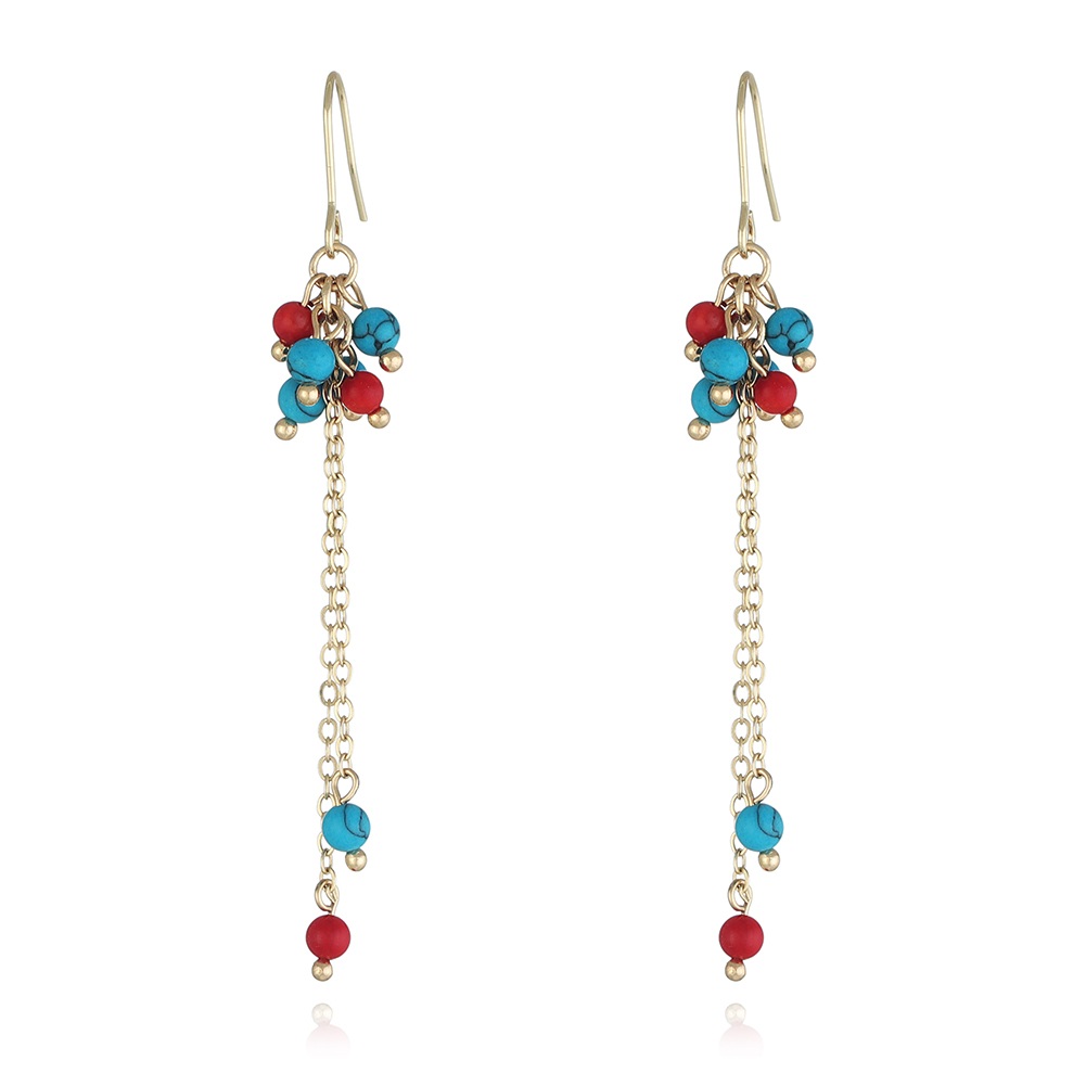 Turquoise Beads tassel earring