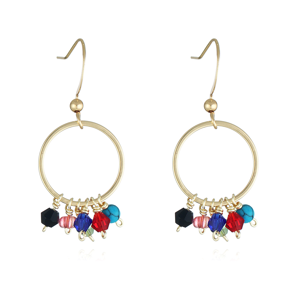 Cute Colored Crystal  Hoop Earring