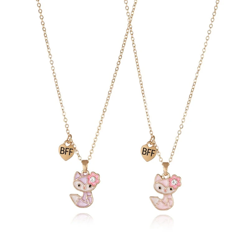 Bff cute Fox necklace set