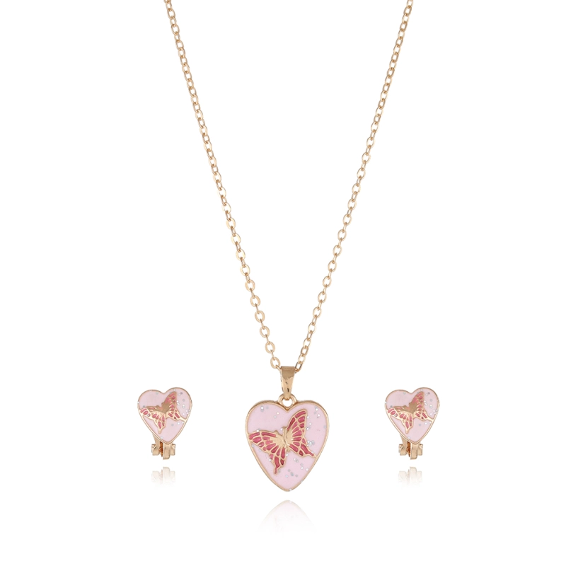 Butterfly necklace and earclip set